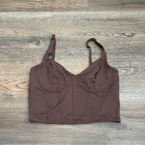 Gilly Hicks Hollister Chocolate Brown Corset Crop Top Tank Medium